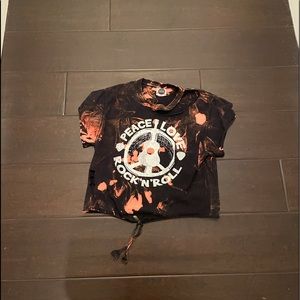 DENNYS ROCK N ROLL ORANGE AND BLACK TYE DYE SHIRT